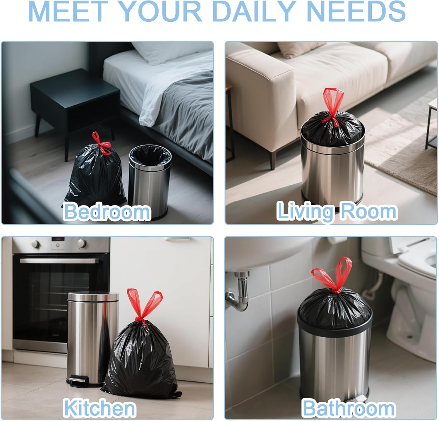 Thumbnail 4 de XIYOO 30L Black Bin Bags 50 Count