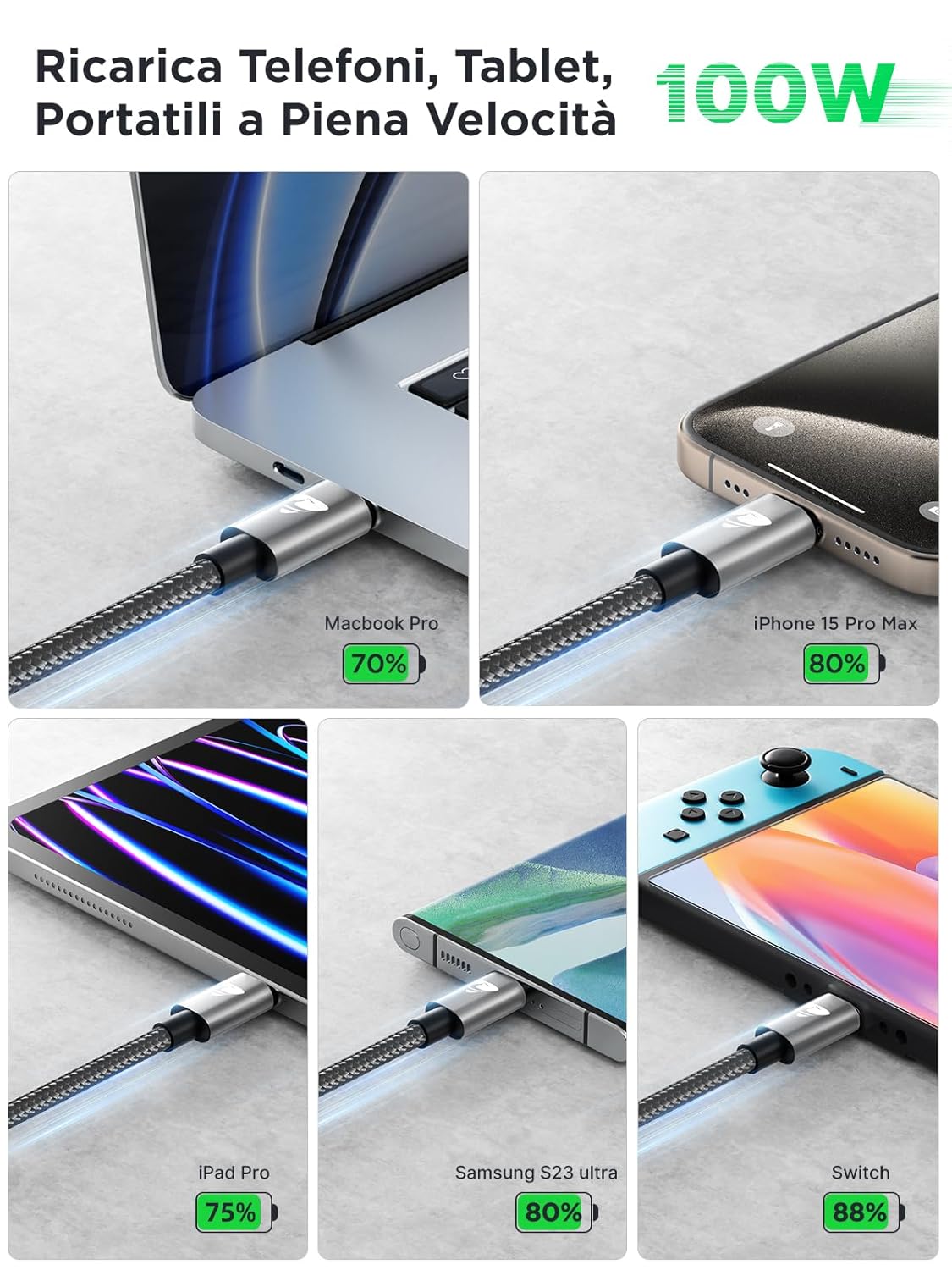 Thumbnail 6 de Cavo USB C to USB C 100W 2m