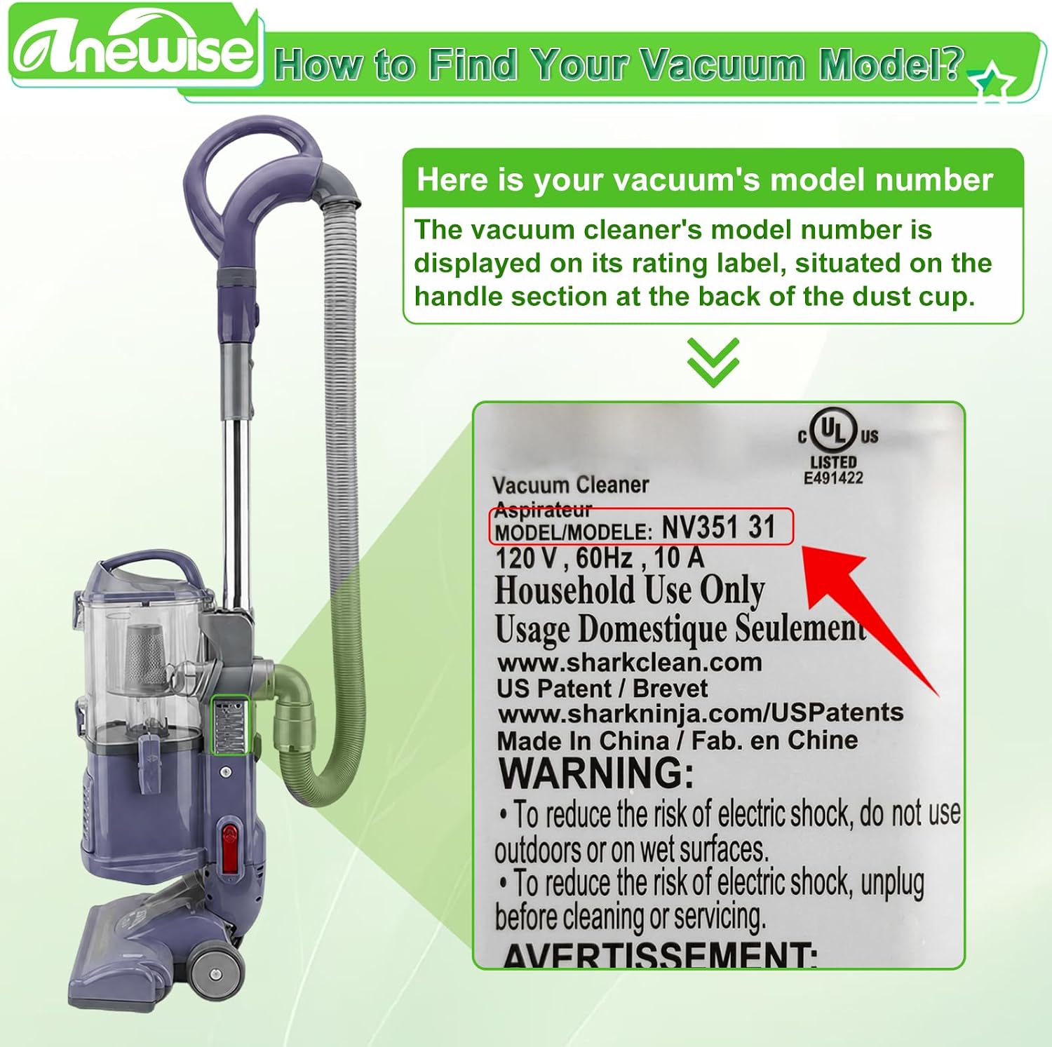 Detalle 2 de Anewise FBA_Shk 350-3 Vacuum Filters for Shark Navigator, Washable HEPA Set