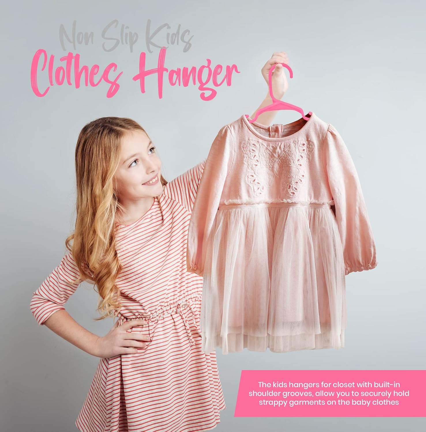 Thumbnail 6 de Utopia Home Appendiabiti bambini e neonati – Pack 40 grucce sottili, rosa