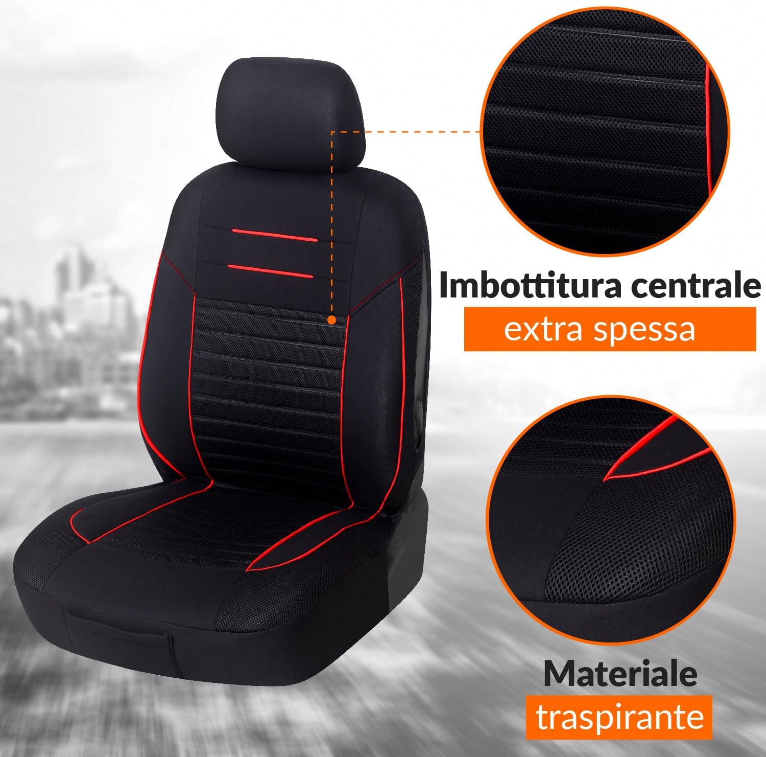 Thumbnail 2 de Upgrade4cars Coprisedili Universali Rosso Nero