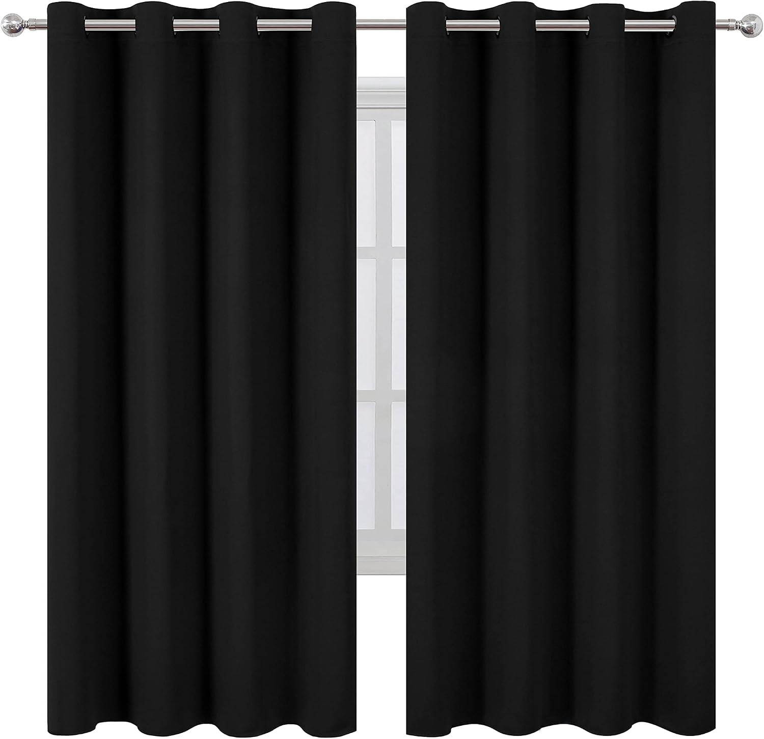 Thumbnail 1 de LEMOMO Black Thermal Blackout Curtains, 52 x 72-Inch, Set of 2