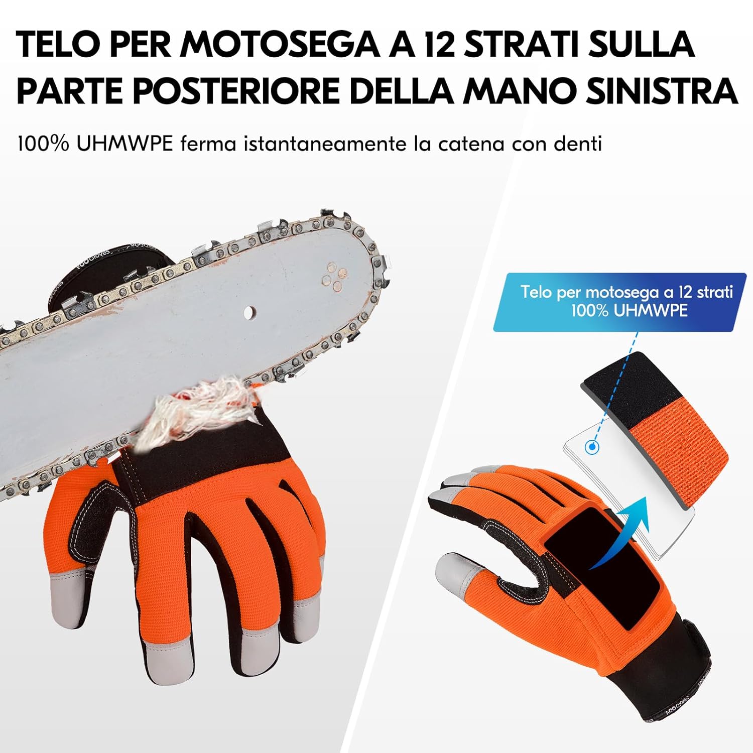 Thumbnail 1 de Guanti antitaglio per motosega Vgo… GA8912, taglia 9/L arancio, touchscreen