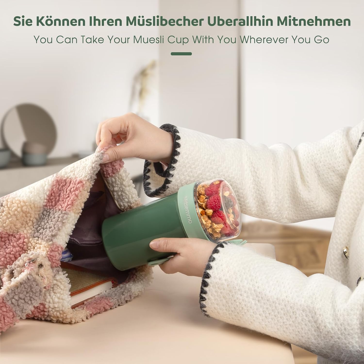 Detalle 2 de Mitsemmo Müslibecher to Go 760ml Grün
