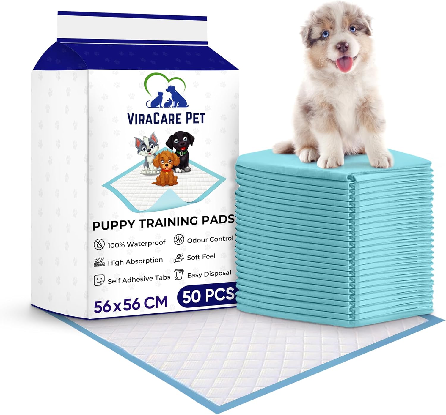 Detalle de ViraCare 56 x 56 cm Puppy Training Pads – 50 Pack