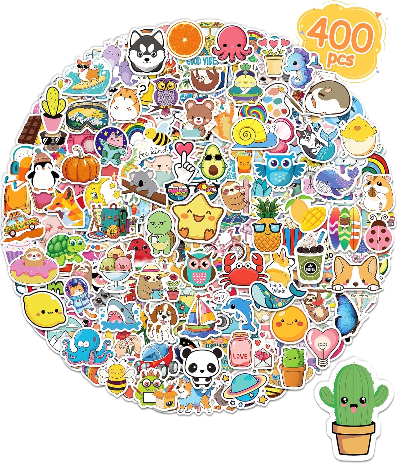 Thumbnail 6 de 300-Piece Waterproof Vinyl Sticker Pack for Kids, Water Bottle & Laptop Stickers (Cute School Designs)