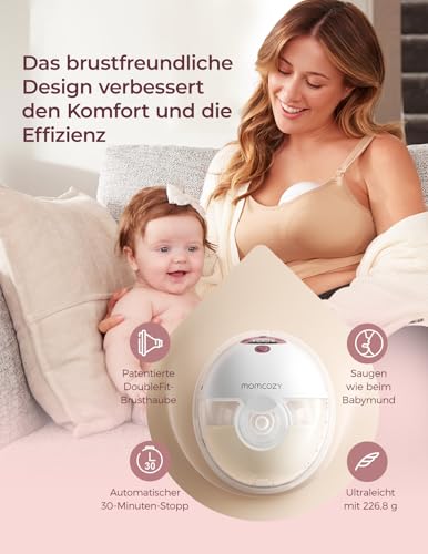 Detalle de Momcozy M5Smart Milchpumpe Elektrische, freihändig, App-steuerbar – 2er Pack in Rot