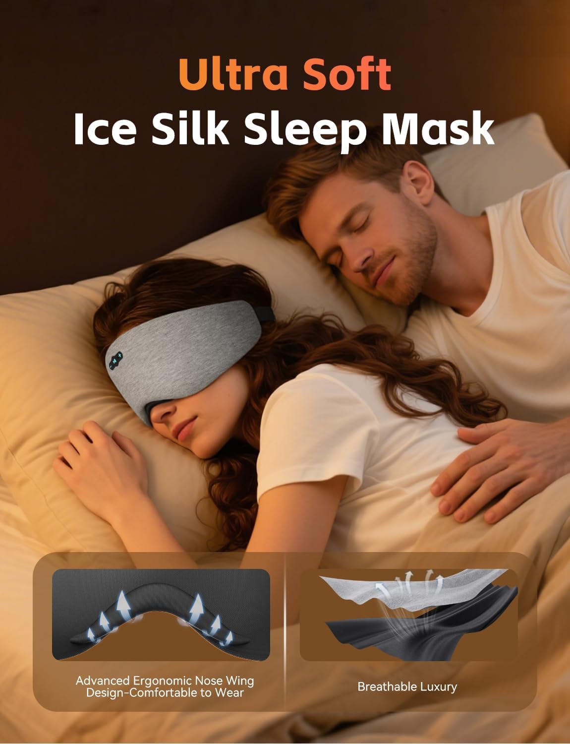 Detalle de Sleep Mask Headphones with Bluetooth 6.0: All‑Night Audio for Side Sleepers