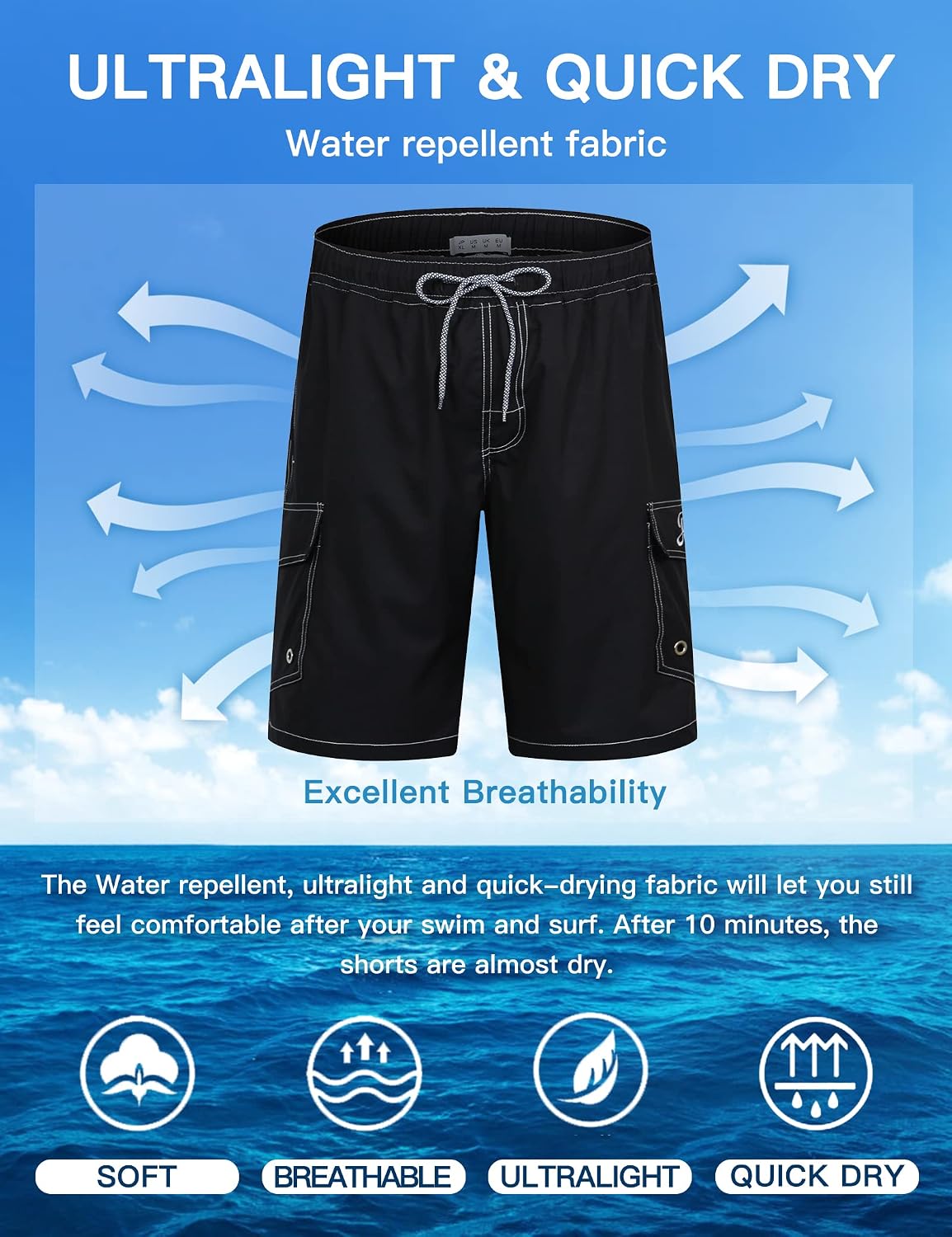 Thumbnail 5 de APTRO Men's Swim Trunks with Mesh Lining, 9" Inseam, Quick-Dry