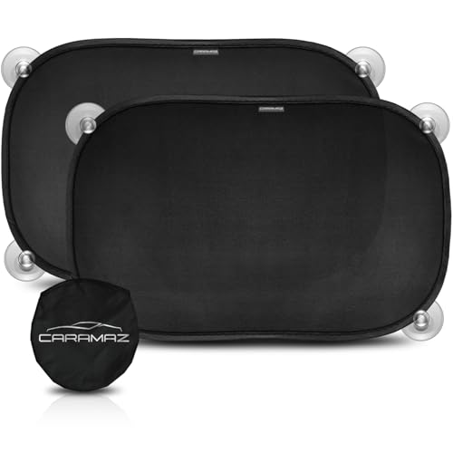 Caramaz Parasole auto per bambini con protezione UV certificata, 2 pezzi 51x31 cm, Nero