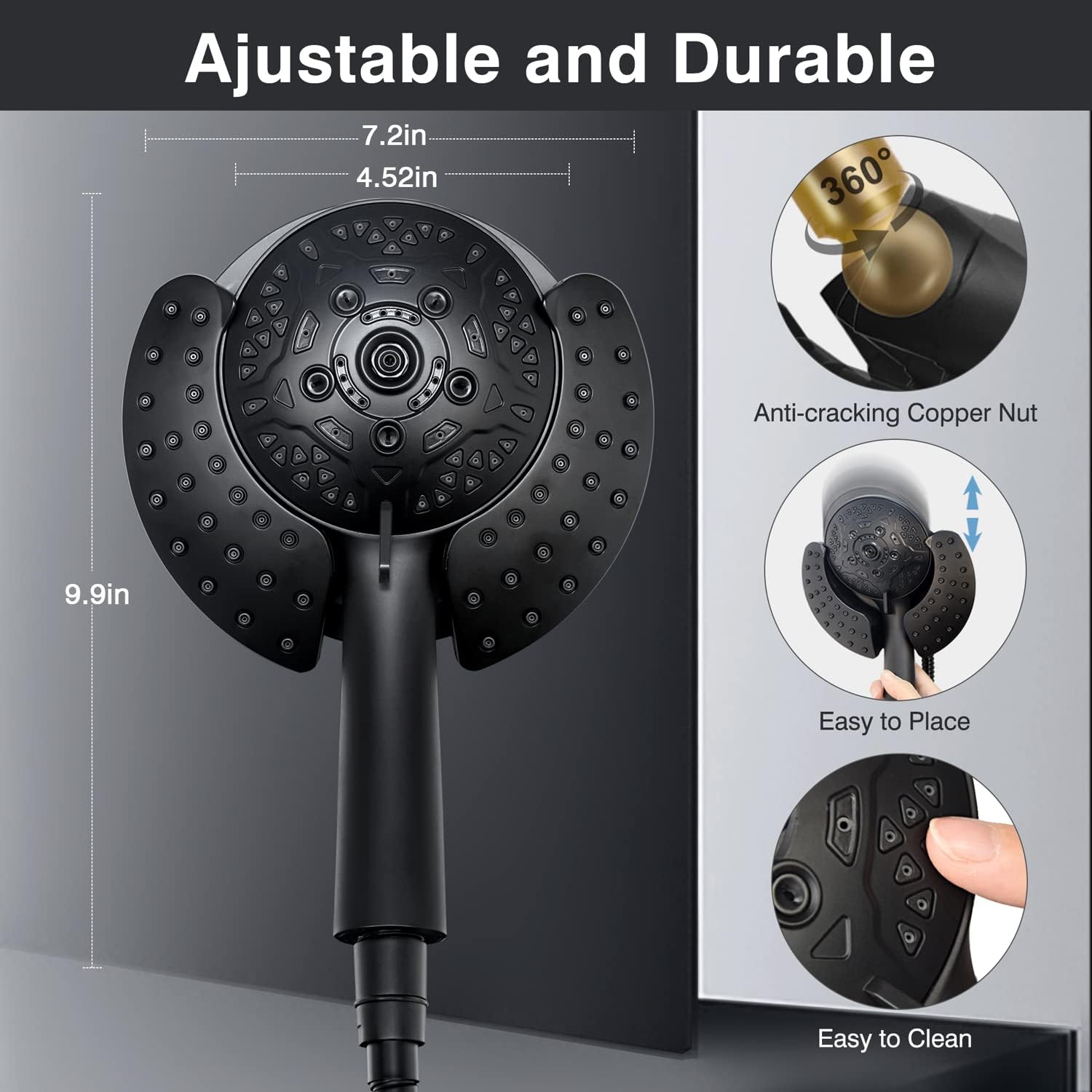 Thumbnail 4 de INAVAMZ 2-in-1 Rain Handheld Shower 7.2in