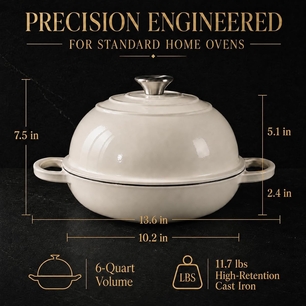 Thumbnail 2 de AHJ 6QT Enameled Cast Iron Dutch Oven for Bread Baking with Proofing Basket, Gloves & Sling