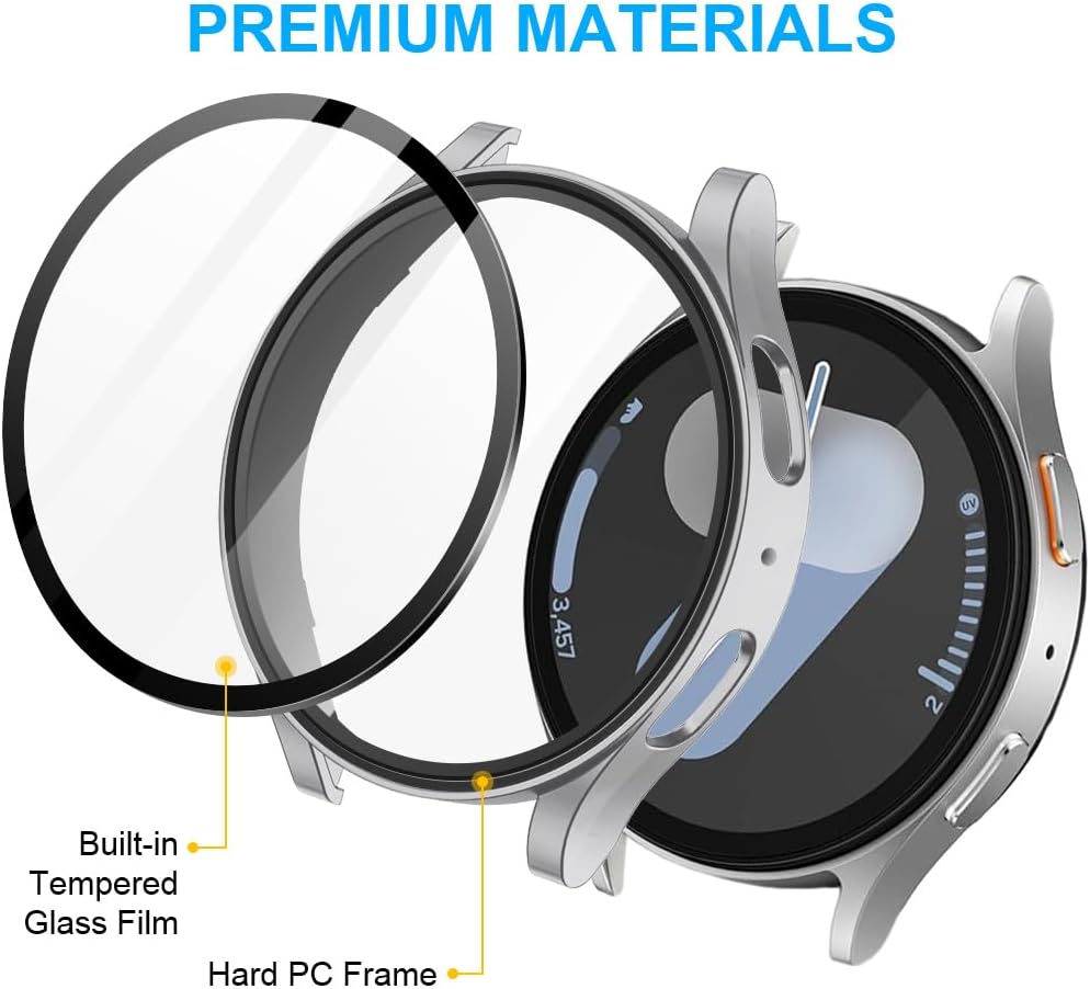 Thumbnail 2 de OFFCUP Case with Screen Protector for Samsung Galaxy Watch 7 44mm (2 Pack) – Silver
