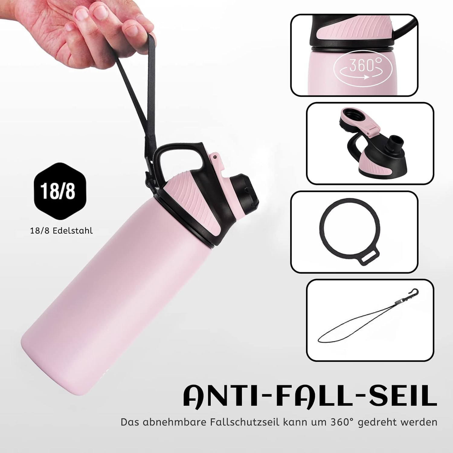 Thumbnail 2 de Fjbottle Edelstahl Sport-Trinkflasche mit magnetischem Deckel, 400/600/800 ml und 1.000 ml – BPA-frei, auslaufsicher