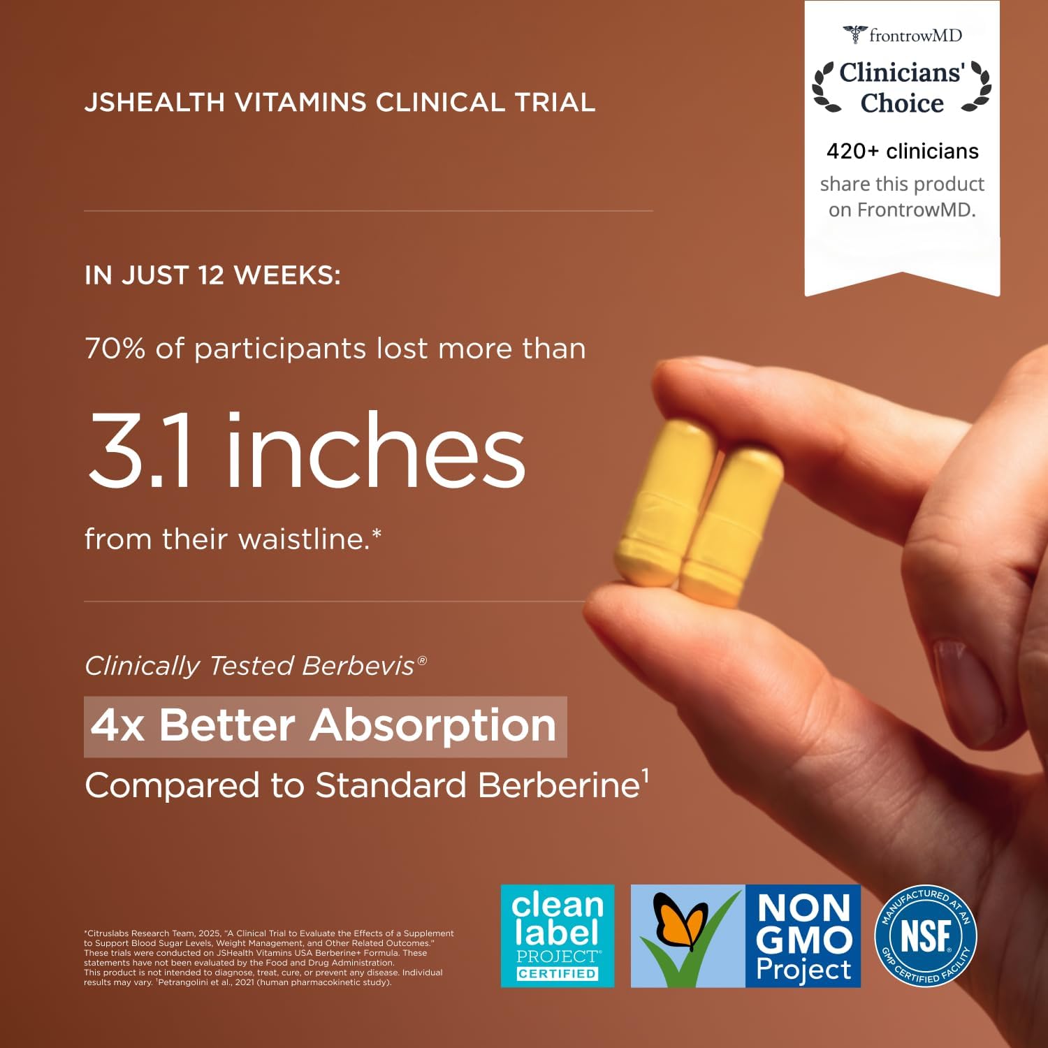 Detalle 2 de JSHealth Berberine Supplement with Berbevis, 525 mg Capsules for Metabolic Support