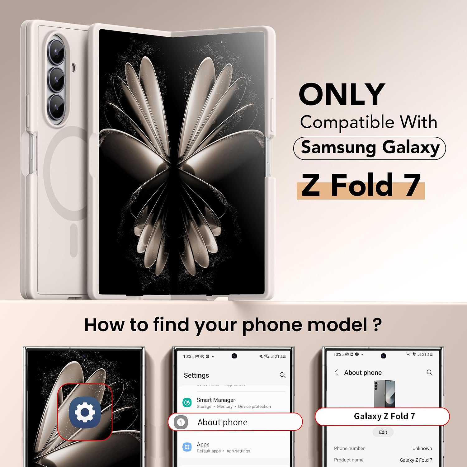 Thumbnail 1 de Magnetic for Samsung Galaxy Z Fold 7 Case with Privacy Shield, Liquid Silicone, Built-in Kickstand & Full Body Hinge Protection