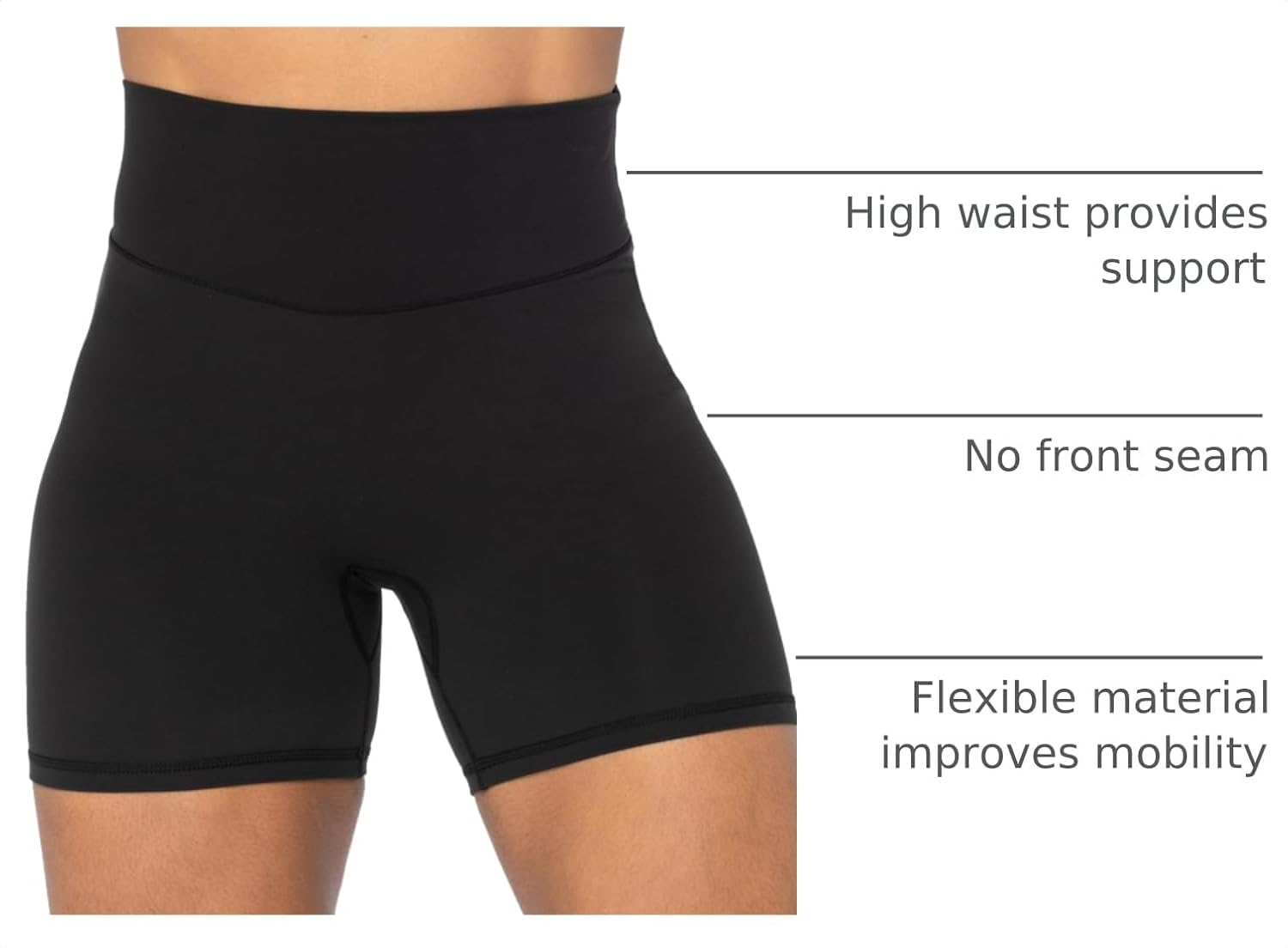 Detalle de Sunzel No Front Seam High Waist Biker Shorts for Women (Squat Proof) — Yoga, Gym & Bike Workout