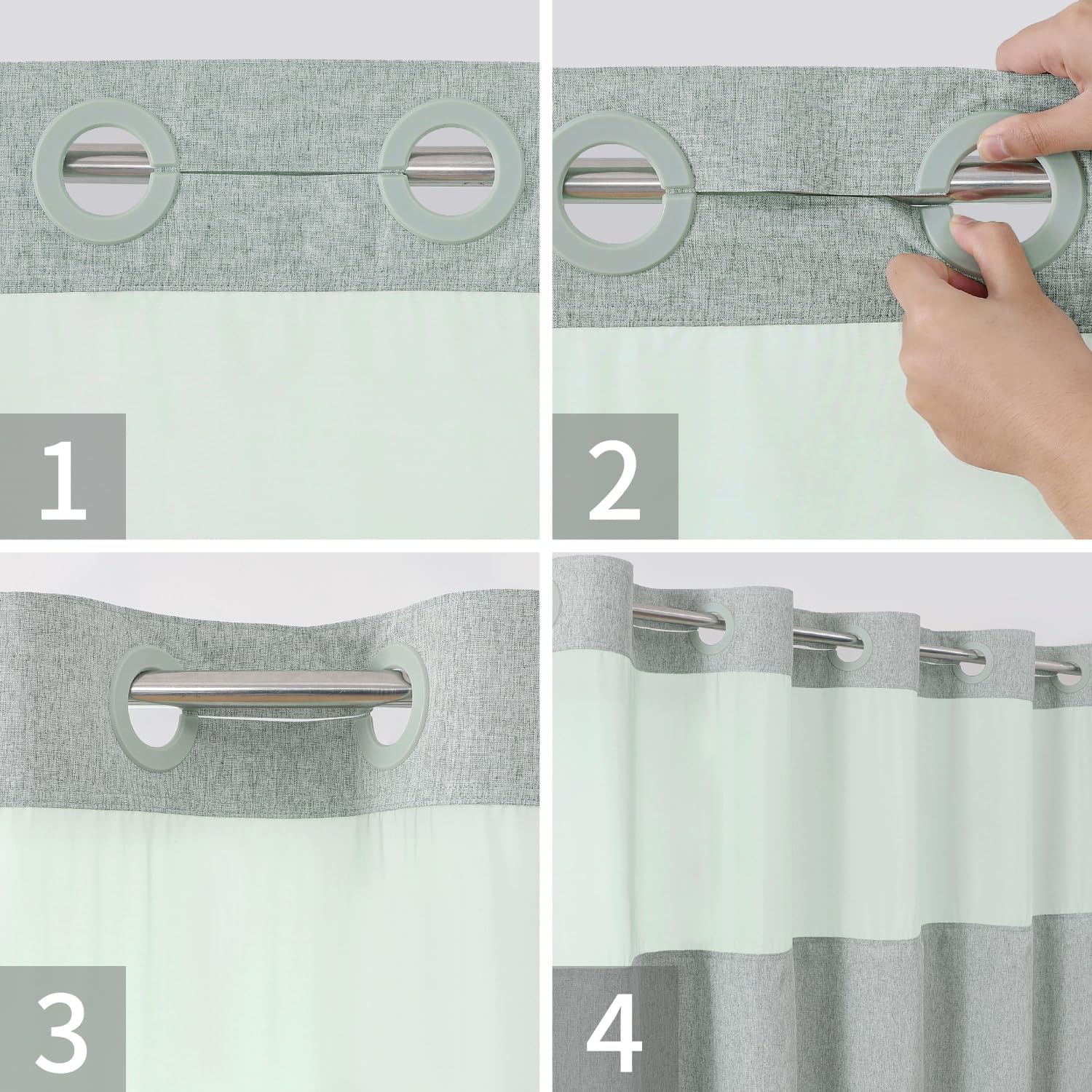 Detalle 2 de eachope No Hooks Needed Shower Curtain 71x74