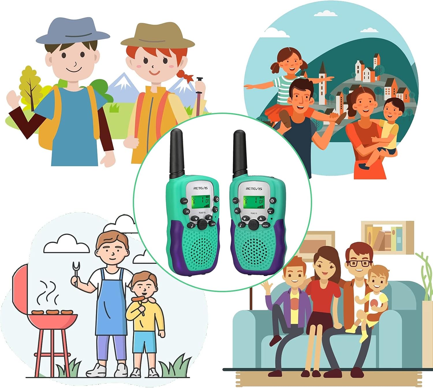 Thumbnail 4 de Retevis RA618 talkie-walkie enfants (RA618) vert – 8 canaux, VOX et codes DCS/CTCSS