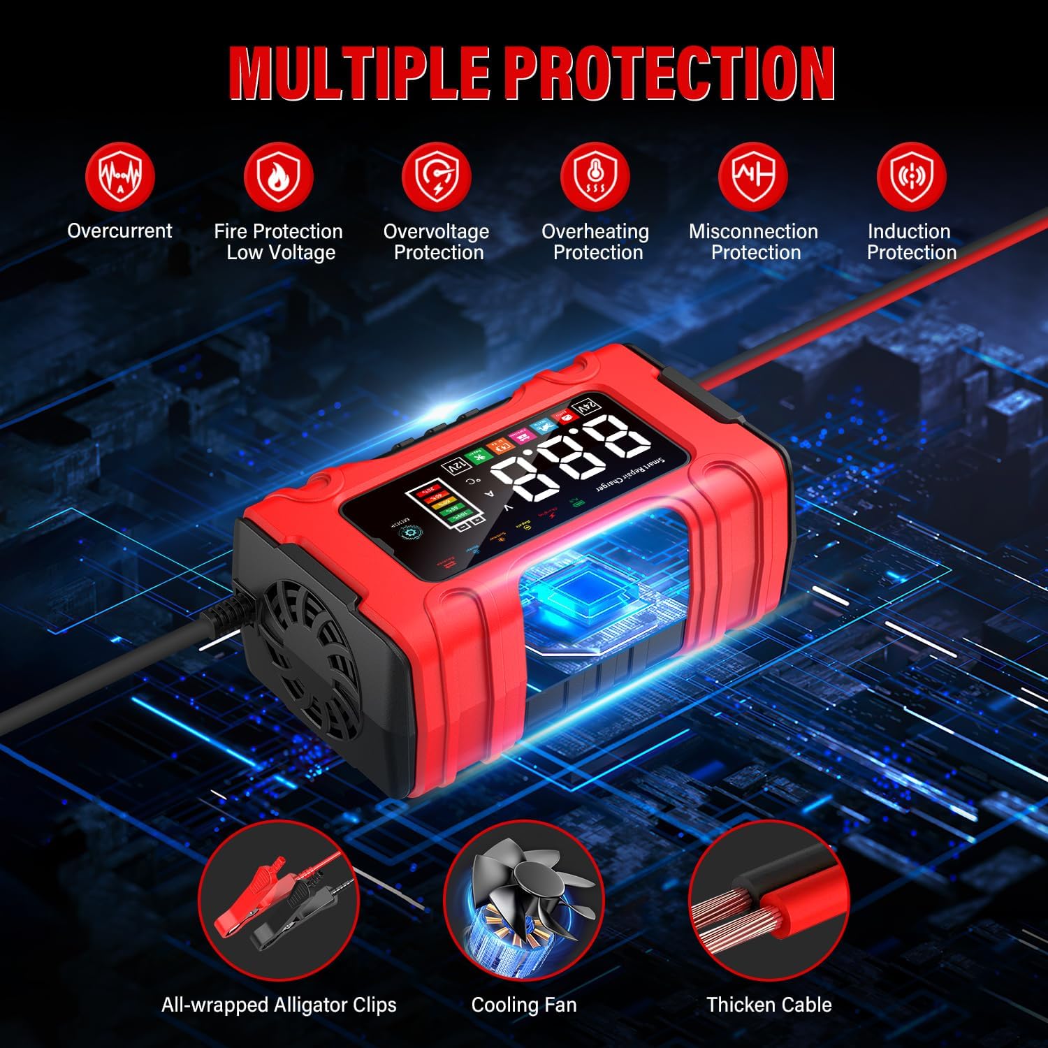 Detalle de 10A Autobatterie Ladegerät 12V/24V mit LCD