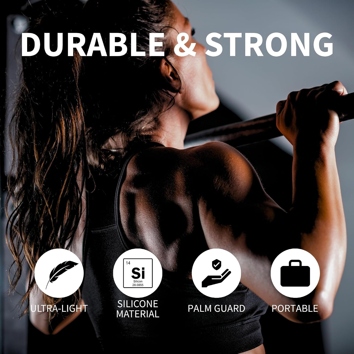 Detalle 2 de Generic Gym Grips-Black Fingerless Rubber Workout Grips for Lifting