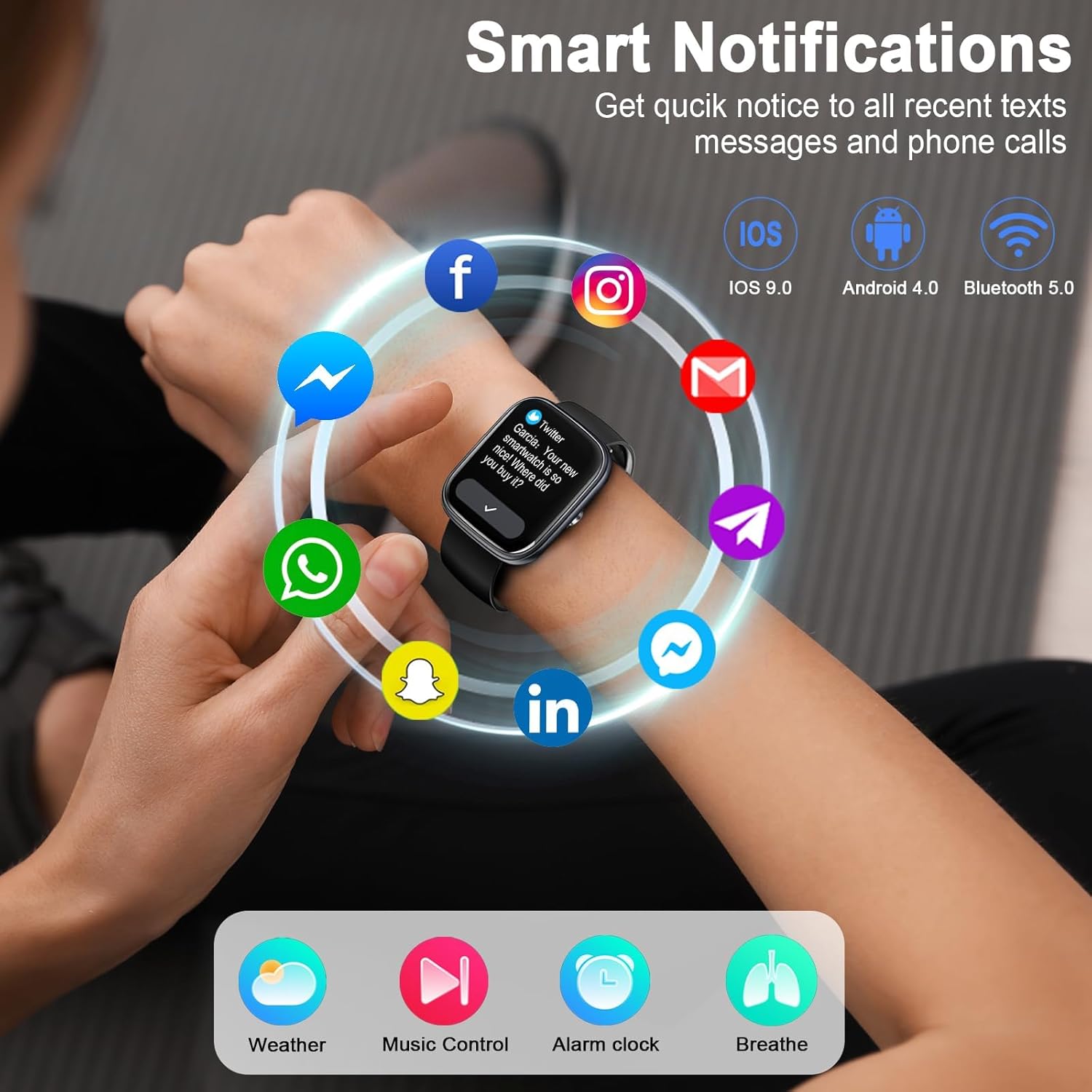 Thumbnail 5 de Smart Watch for Men and Women with Bluetooth Calling, 1.91" HD Screen, 110+ Sports, IP68 Waterproof