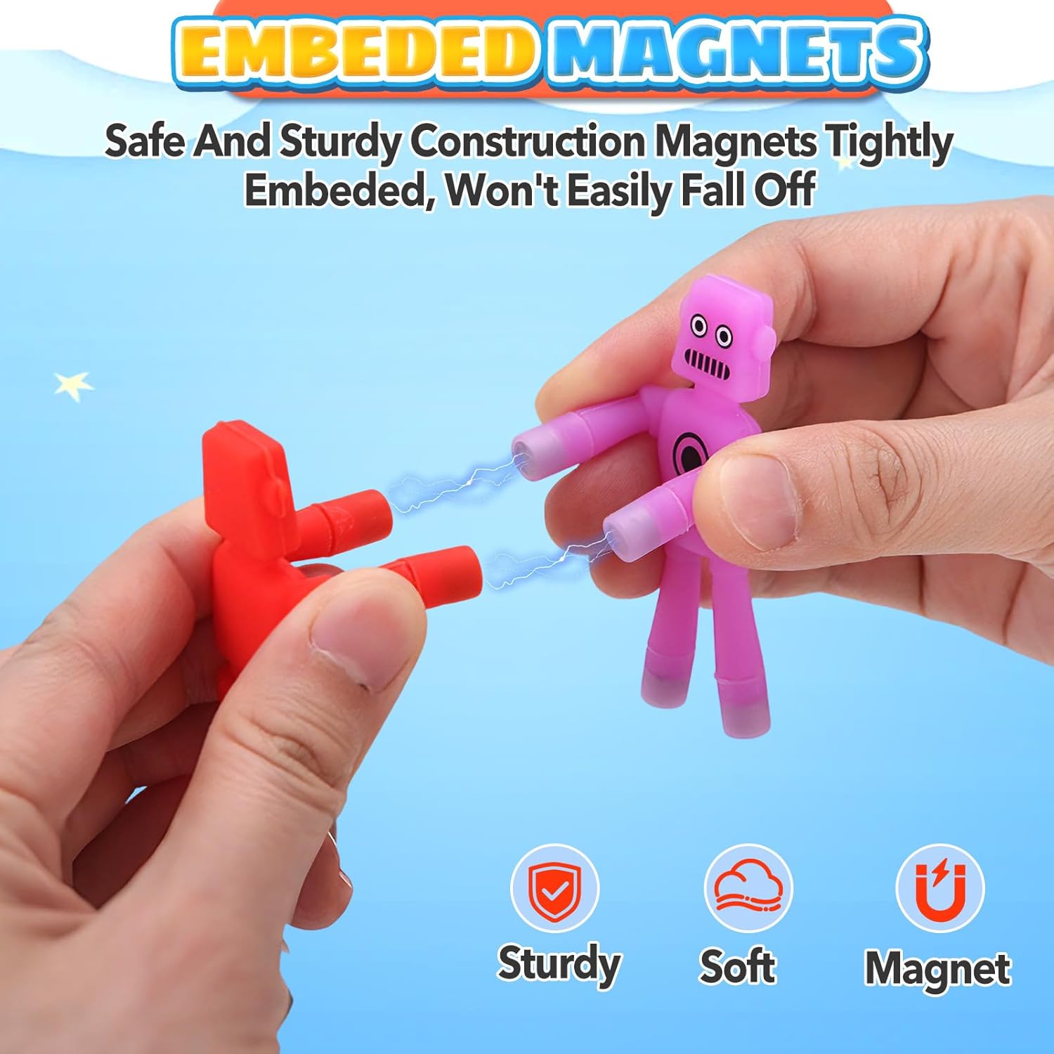 Thumbnail 6 de Travel Magnetic Fidget Toys: 5‑Piece Magnetic Robot Men for Kids Aged 3–8 (Multi-Purpose, Whiteboard & Fridge Magnets)