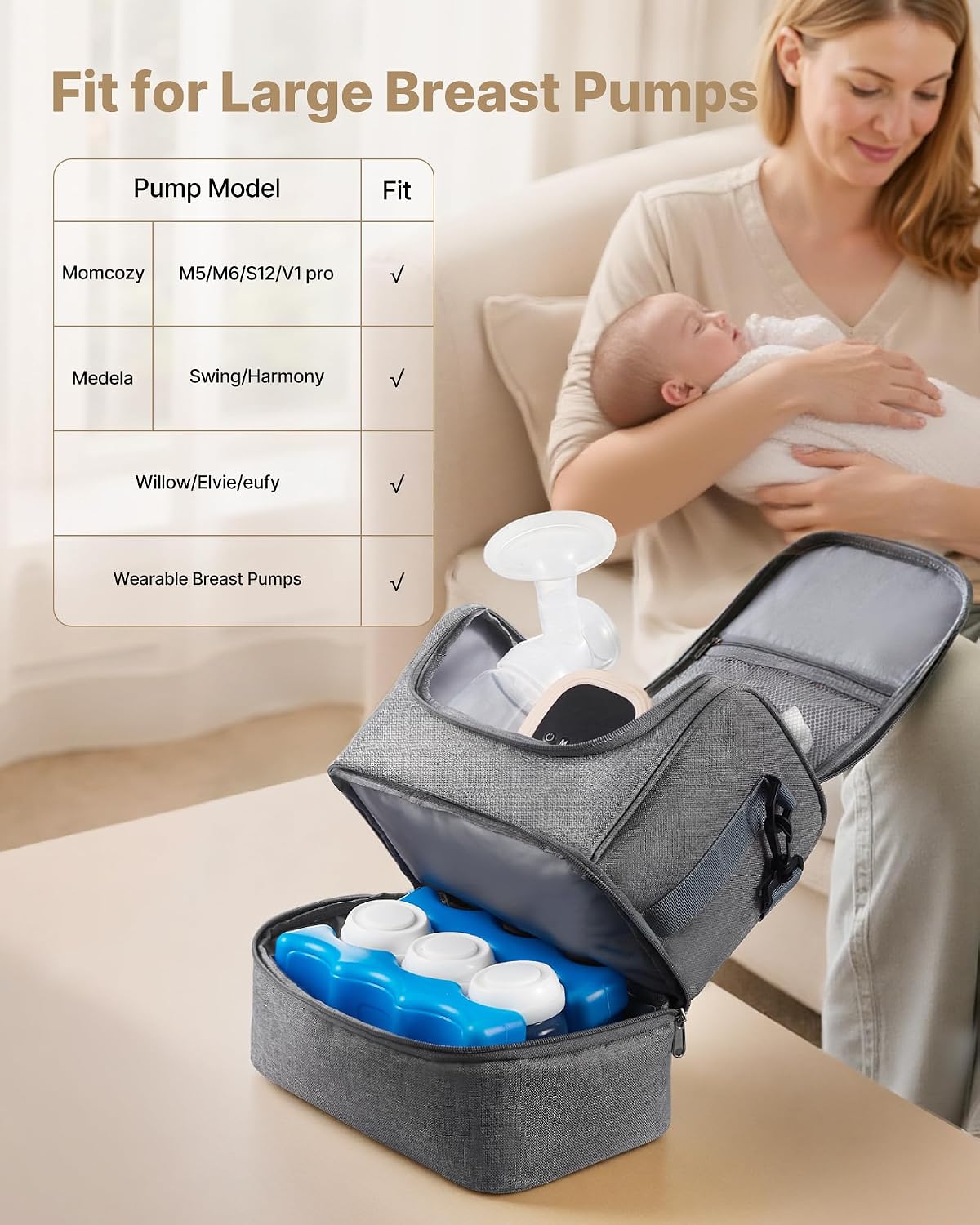 Detalle de VEVOR Breast Pump Bag 11.2 x 7.4 x 10.6 in