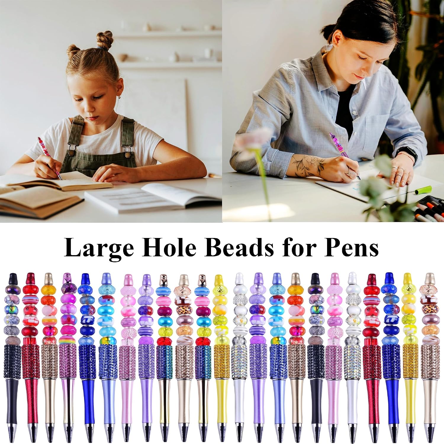 Detalle 2 de KJML DIY Beads for Beadable Pens, 14mm Multicolor Resin, 120 Count