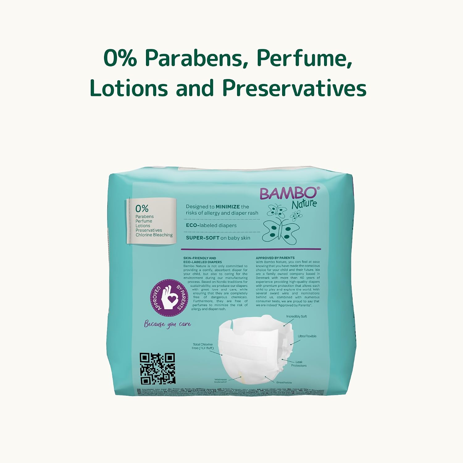 Detalle de Bambo Nature Hypoallergenic Baby Diapers Size 0 (24 Count) – Eco-Labeled, Super Absorbent and Skin Friendly