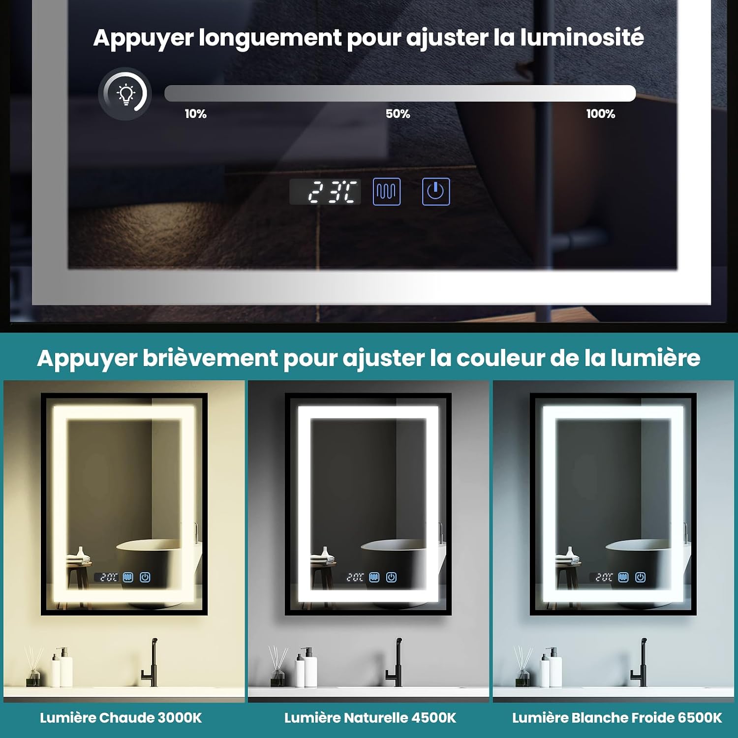 Detalle de YU YUSING miroir LED 60x80 cm anti buée