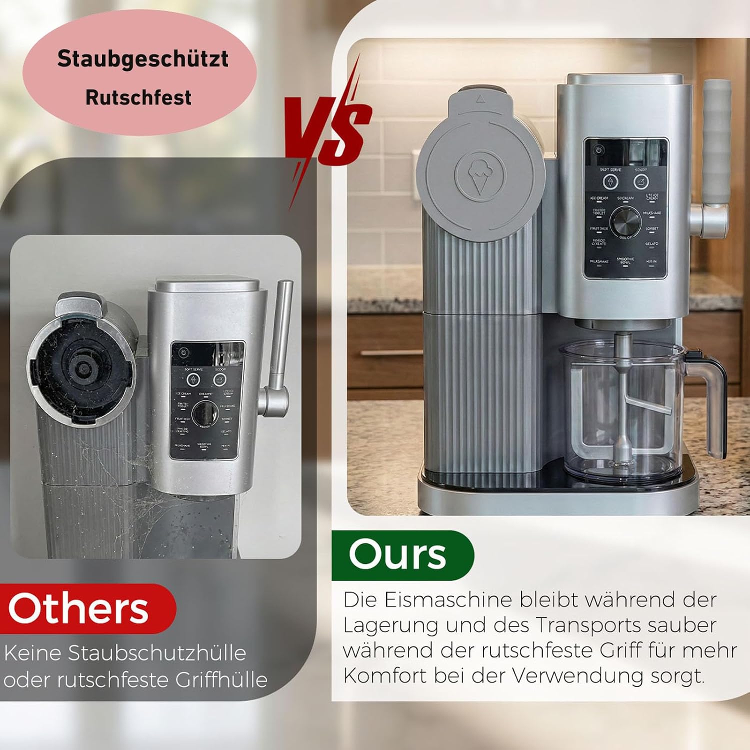 Detalle de 2er-Set Behälter & Zubehör für Ninja CREAMi NC700/NC701 – Grau/Blau