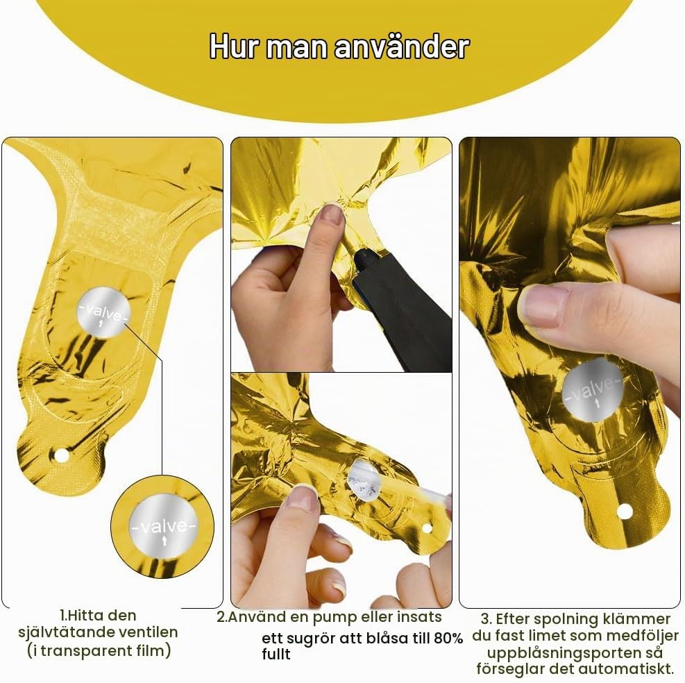Detalle de OFFCUP gyllene sifferballong 9, 101 cm i folie med självförslutning