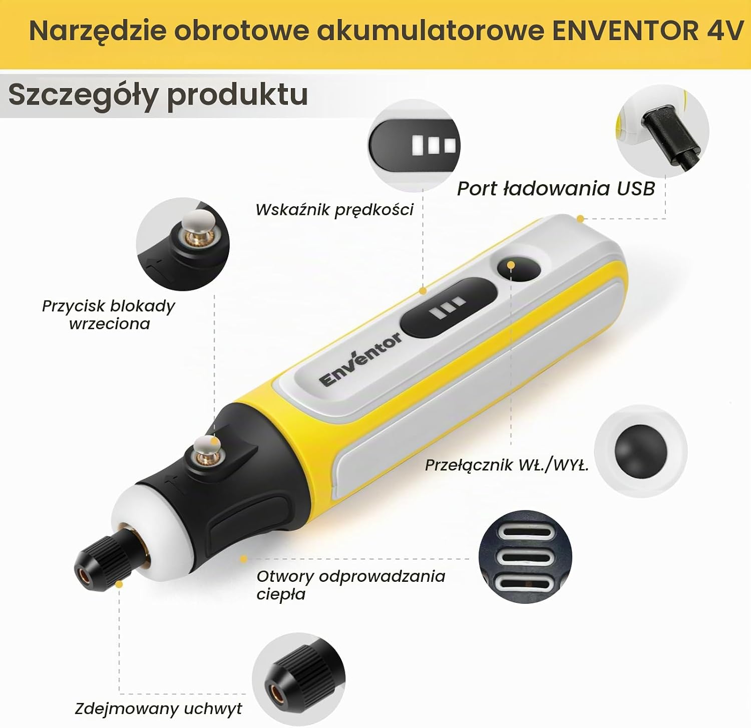 Thumbnail 1 de Enventor 94703 – bezprzewodowe narzędzie obrotowe 4 V, 5000–16000 obr./min