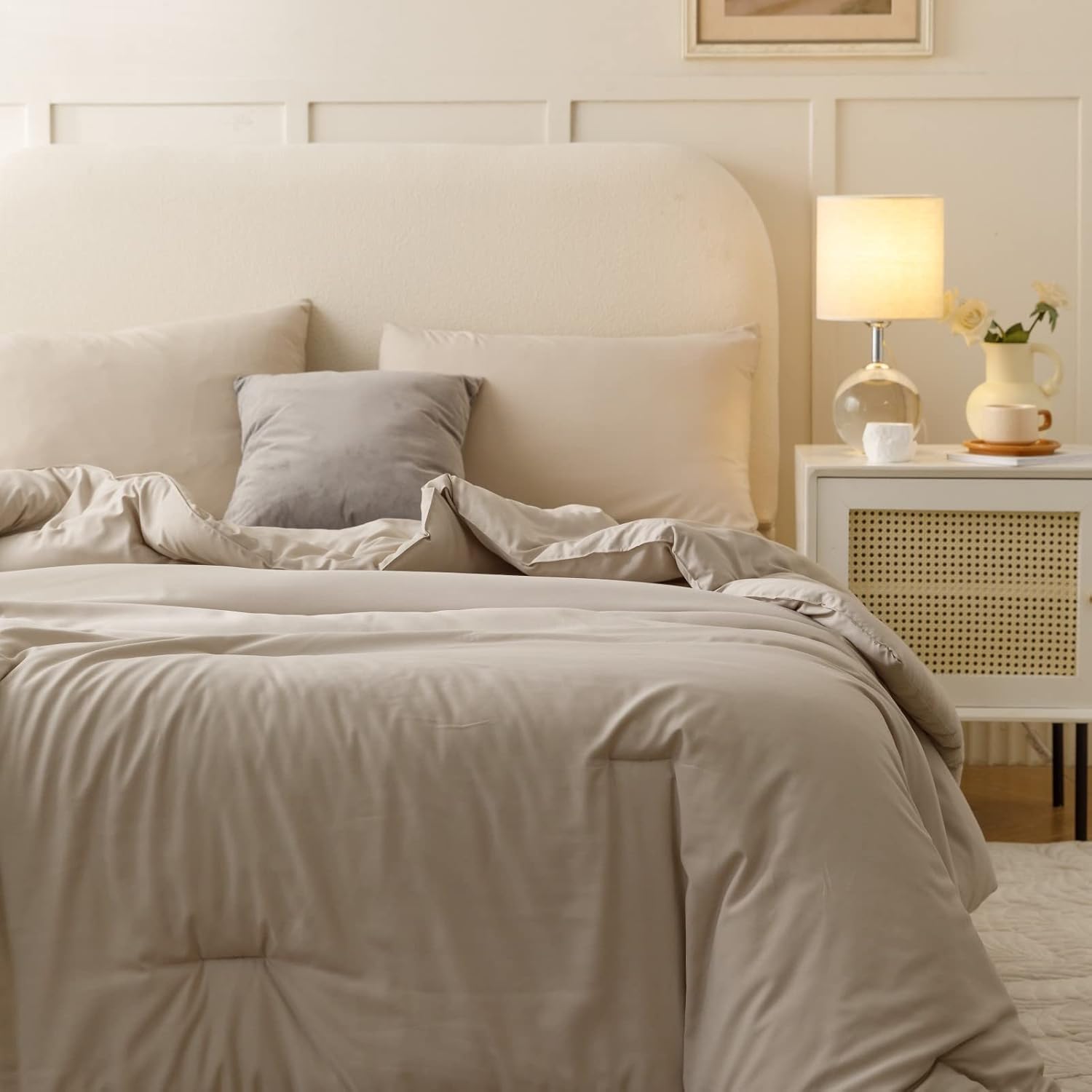Thumbnail 2 de ROSGONIA Oatmeal-Q Queen Comforter Set, 3-Piece Polyester Boho Bedding
