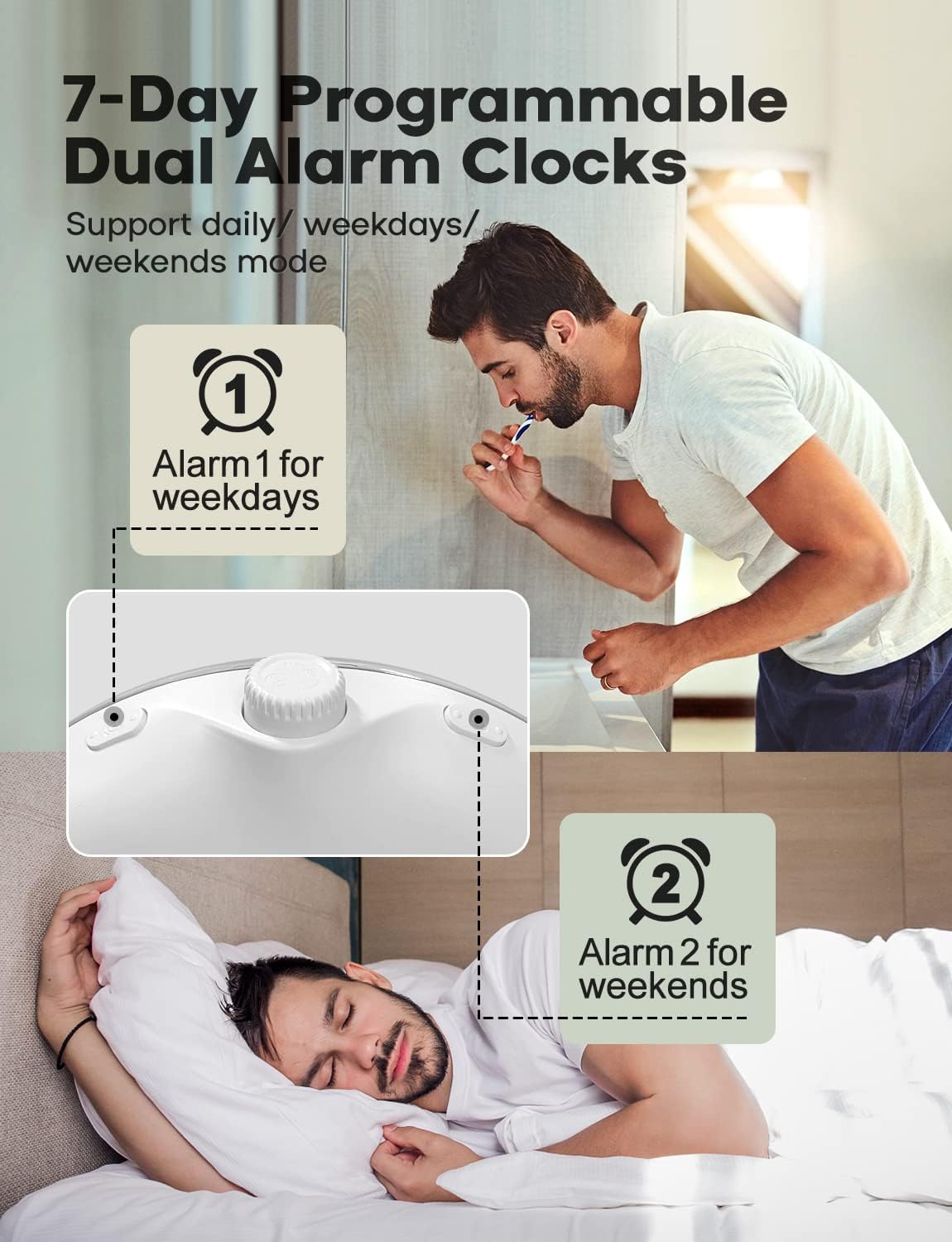 Detalle 2 de Dekala Tageslichtwecker mit Doppelalarm und FM-Radio ⏰