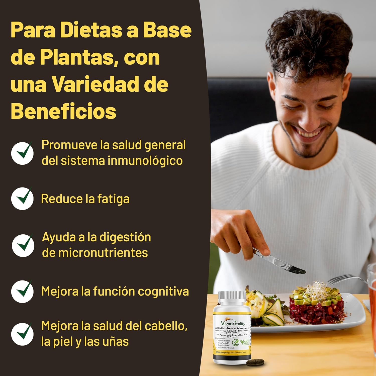 Detalle 2 de Multivitaminas veganas 180 tabletas 6 meses