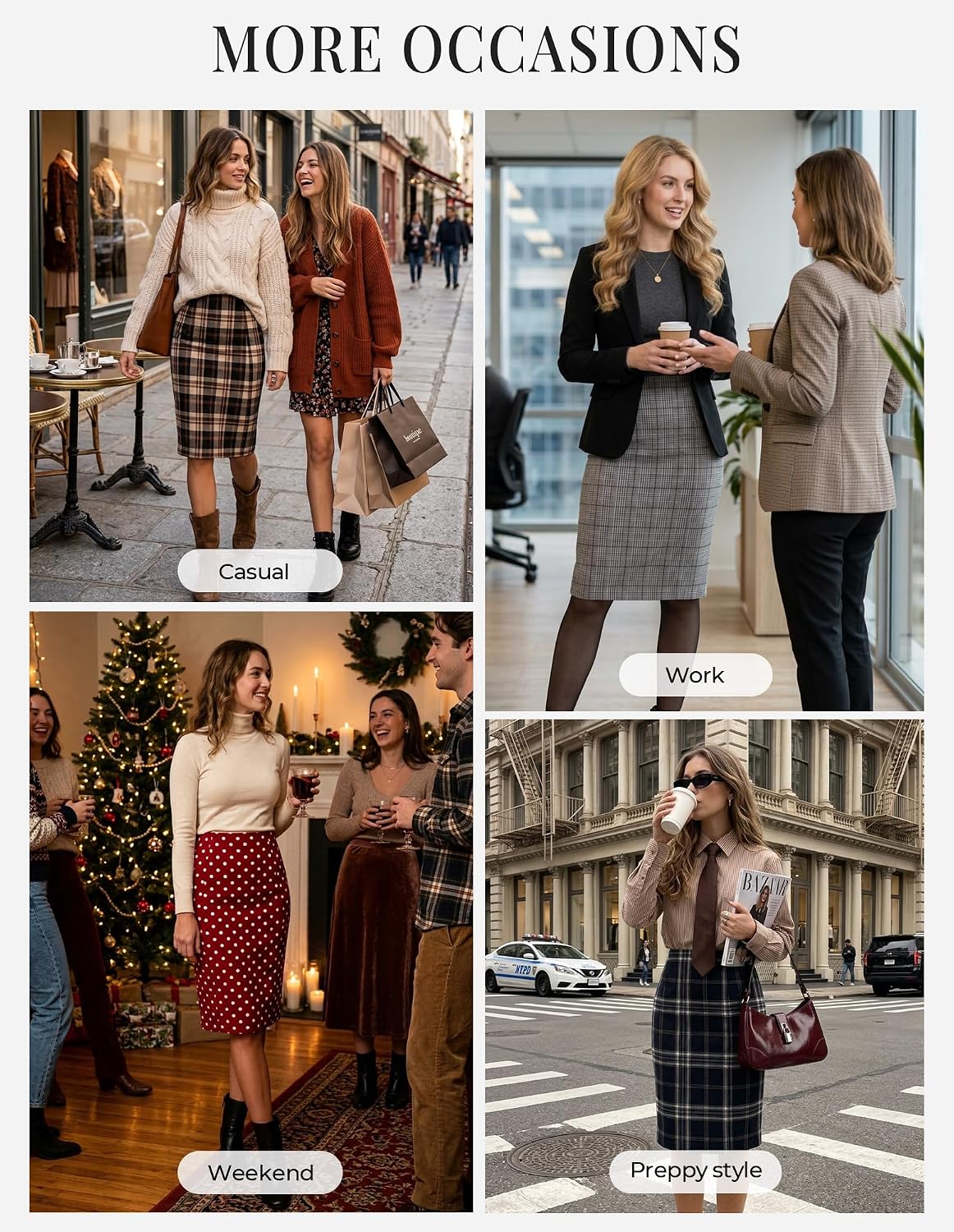 Detalle 2 de Kate Kasin Plaid Pencil Skirt, Knee-Length