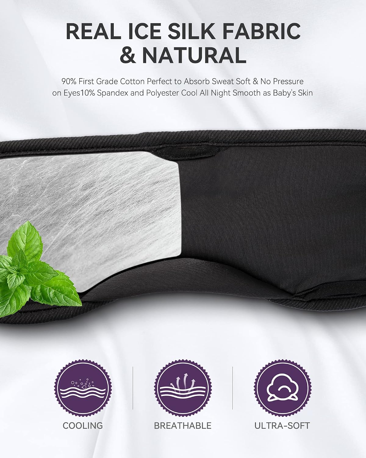 Detalle de MUSICOZY GH01 Bluetooth Sleep Headphones and Mask, Cooling Lining