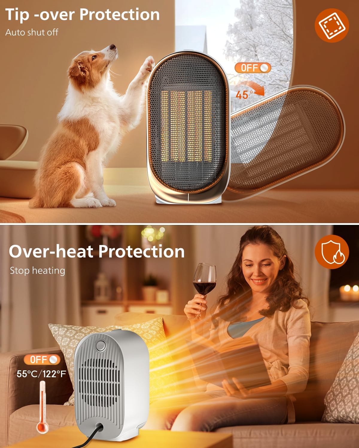 Detalle 2 de QQT Space Heater Portable Mini, 2-Speed