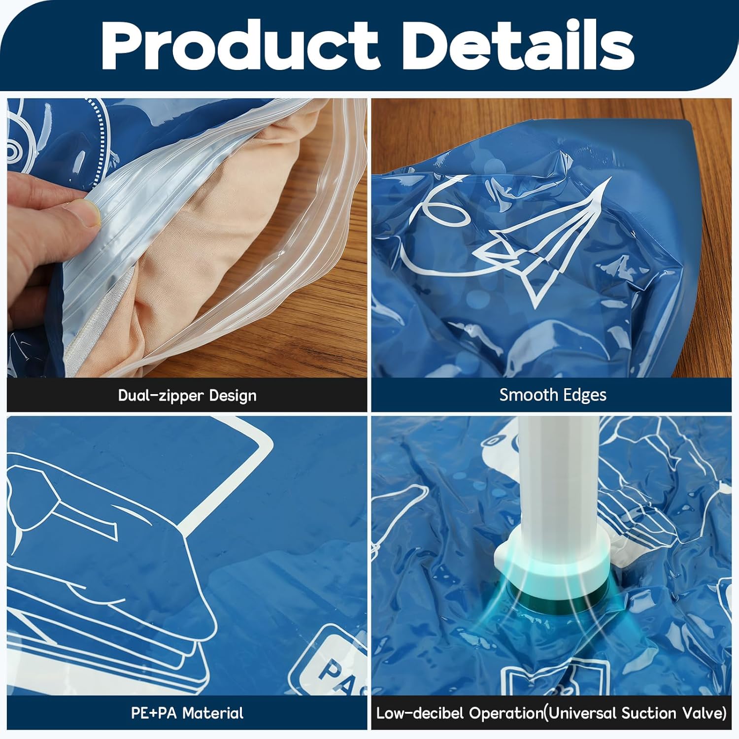 Thumbnail 5 de 20 Pcs Vacuum Storage Bags for Clothes with Cordless Vacuum Pump Set (4 Large, 8 Medium, 8 Small)