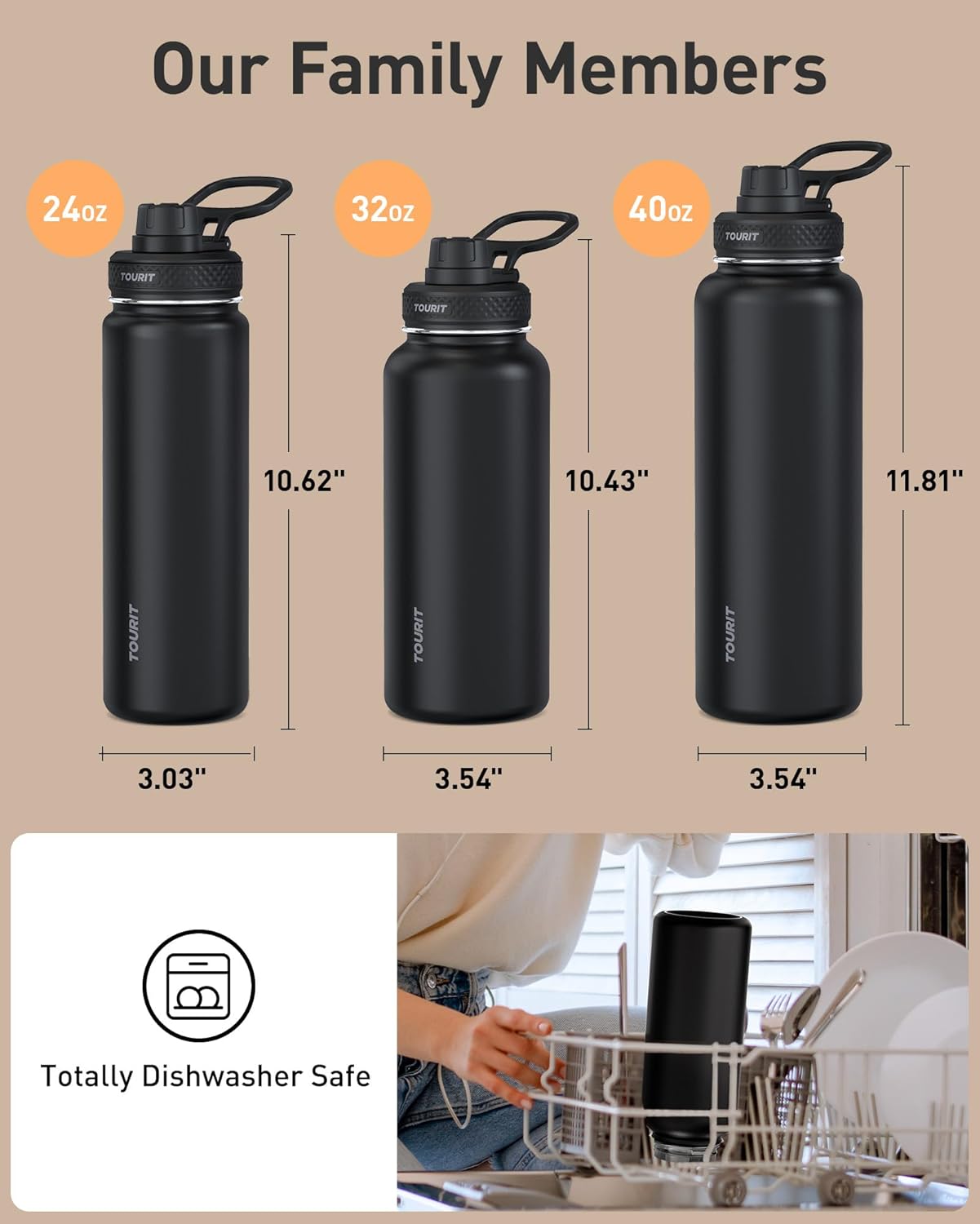 Detalle 2 de TOURIT 32 oz Insulated Water Bottle with Handle — Midnight Blue