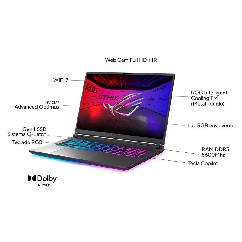Detalle 2 de Portátil ASUS ROG Strix G18 G815JMR-S8051: rendimiento y tamaño para jugones exigentes