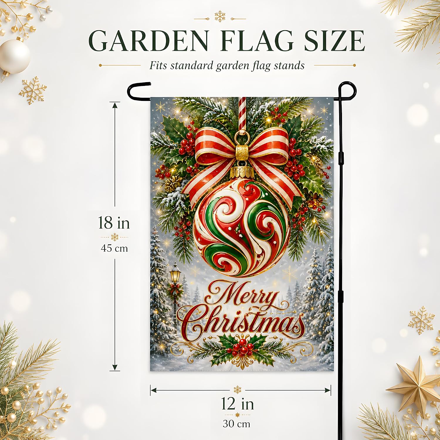 Detalle de OHOME Christmas Garden Flag, Double-Sided Polyester, 12 x 18 Inch