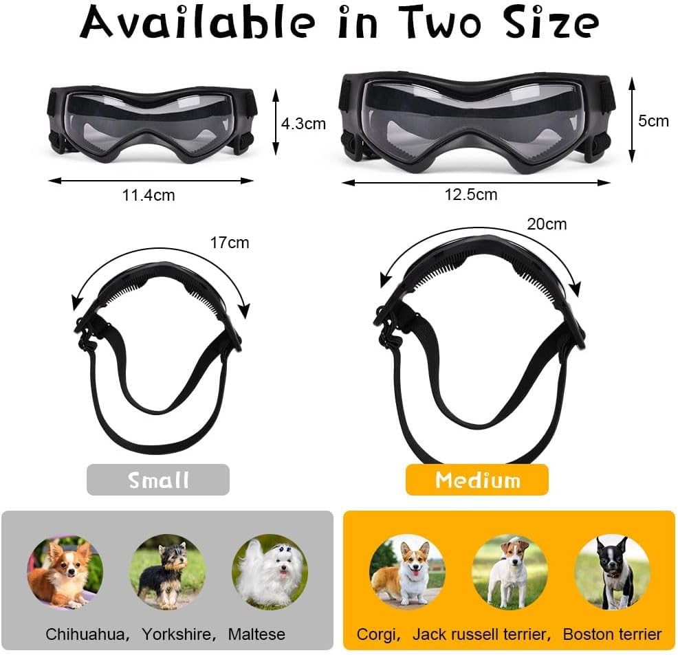 Detalle de Adiwo Dog Sunglasses, Adjustable Dog Goggles with Fashion Snood (Medium)