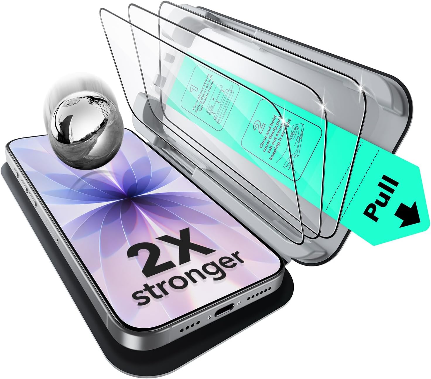 Detalle de ESR 3 Pack 9H+ Glass for iPhone 17/iPhone 16 Pro