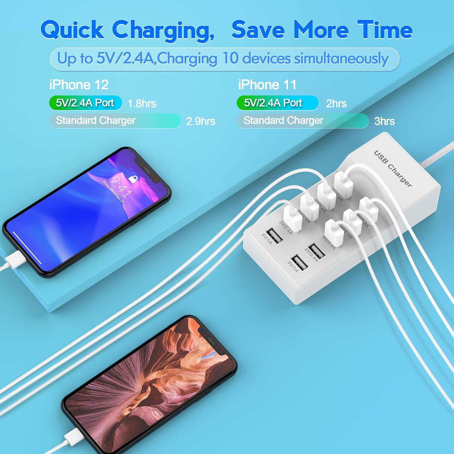 Detalle 2 de USB Charger Station Block 10-Port ⚡