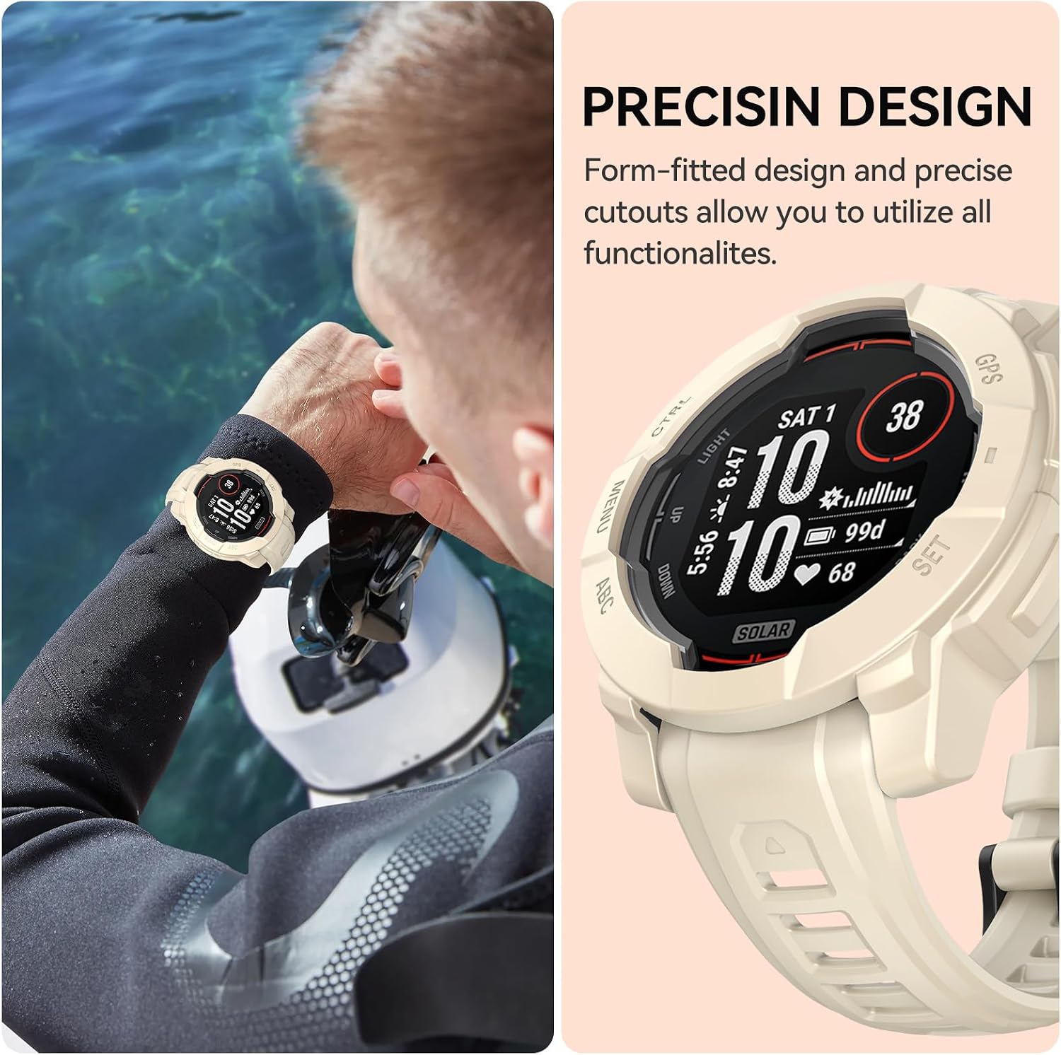 Detalle de OVERSTEP Rugged TPU Case Cover for Instinct 3 45mm – shockproof protective bumper