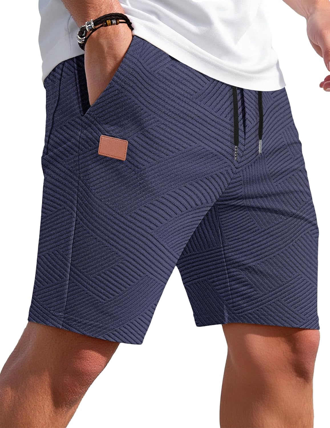 Thumbnail 2 de TARAINYA Textur Kurze Hosen Herren – Baumwolle Shorts mit elastischem Taillenkordelzug