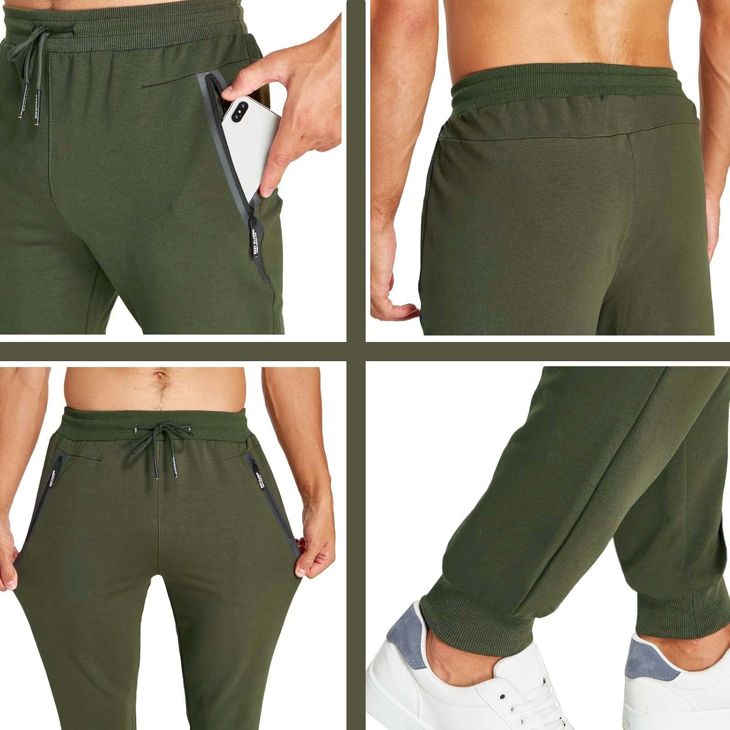 Detalle de JustSun joggingbroek voor heren van katoen met stretch en ritszakken